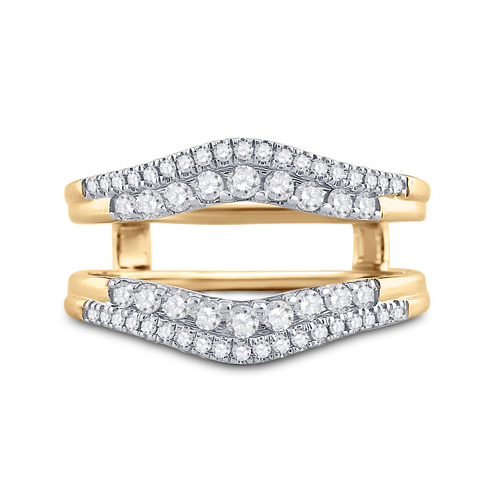 14kt Yellow Gold Womens Round Diamond Wrap Ring Guard Enhancer 1/2 Cttw 7 Daisy Joyeria