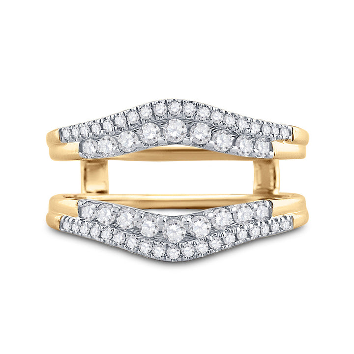 14kt Yellow Gold Womens Round Diamond Wrap Ring Guard Enhancer 1/2 Cttw 7 Daisy Joyeria