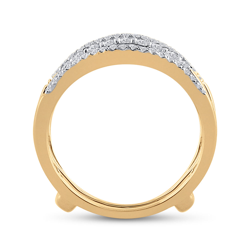14kt Yellow Gold Womens Round Diamond Wrap Ring Guard Enhancer 1/2 Cttw 7 Daisy Joyeria