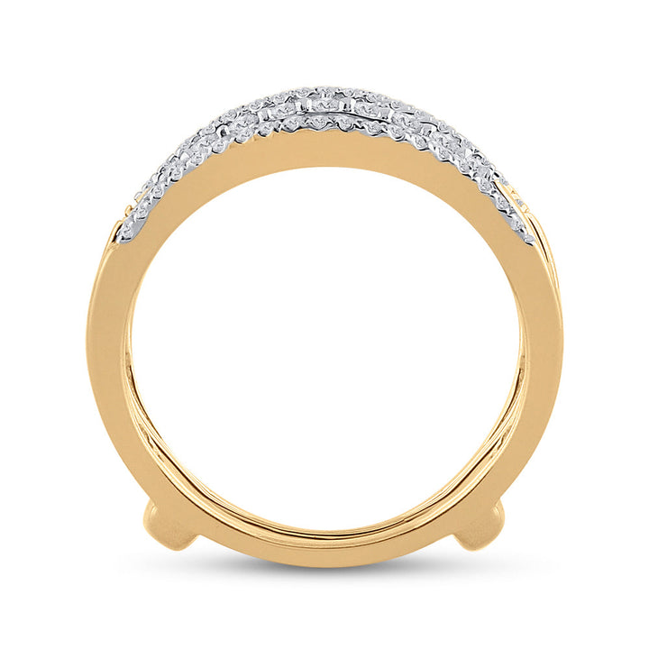 14kt Yellow Gold Womens Round Diamond Wrap Ring Guard Enhancer 1/2 Cttw 7 Daisy Joyeria