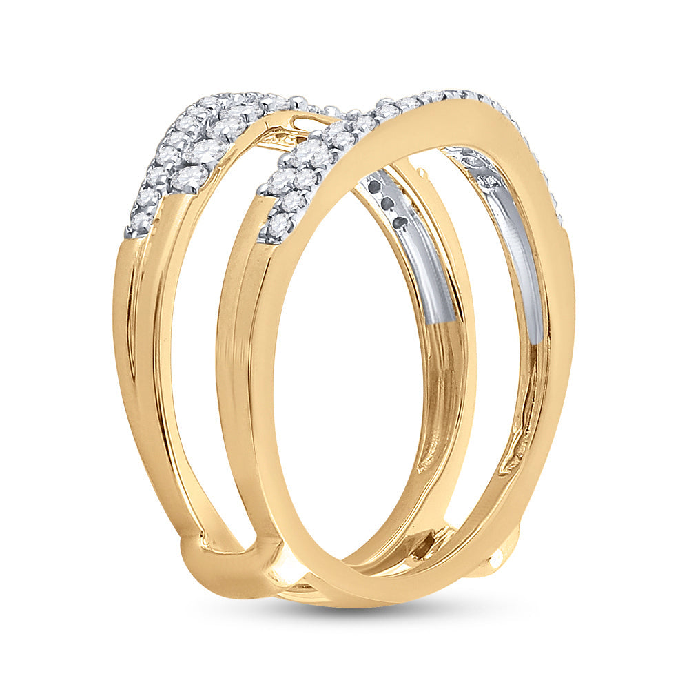 14kt Yellow Gold Womens Round Diamond Wrap Ring Guard Enhancer 1/2 Cttw 7 Daisy Joyeria