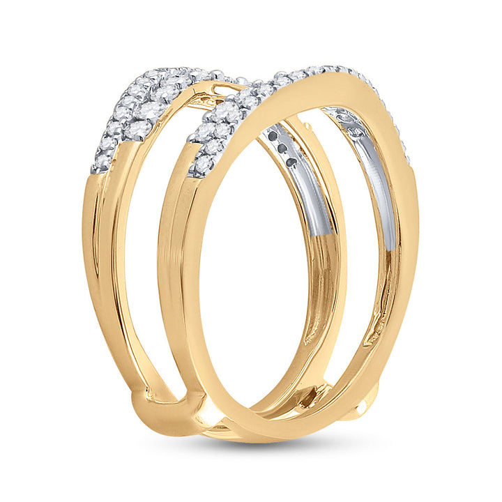 14kt Yellow Gold Womens Round Diamond Wrap Ring Guard Enhancer 1/2 Cttw 7 Daisy Joyeria