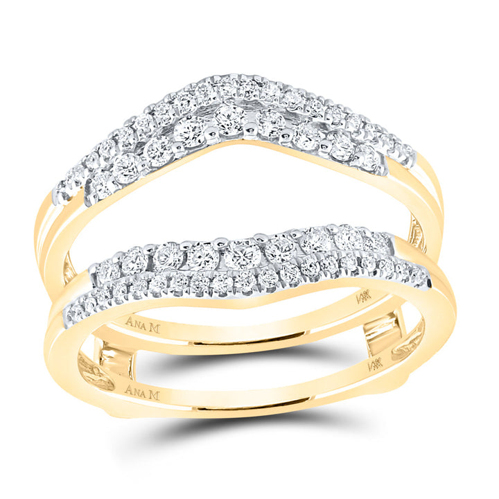 14kt Yellow Gold Womens Round Diamond Wrap Ring Guard Enhancer 1/2 Cttw 7 Daisy Joyeria