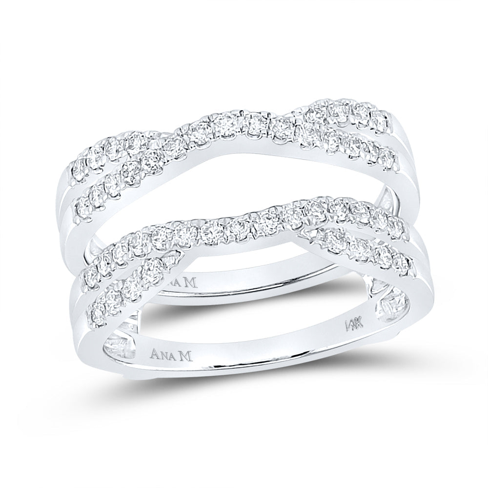 14kt White Gold Womens Round Diamond Wrap Ring Guard Enhancer 1/2 Cttw 7 Daisy Joyeria