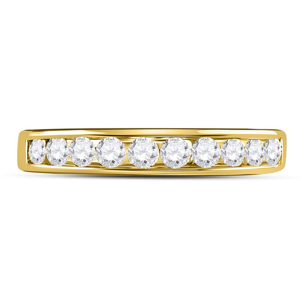 14kt Yellow Gold Womens Round Diamond Wedding Channel Set Band 1/2 Cttw 7 Daisy Joyeria
