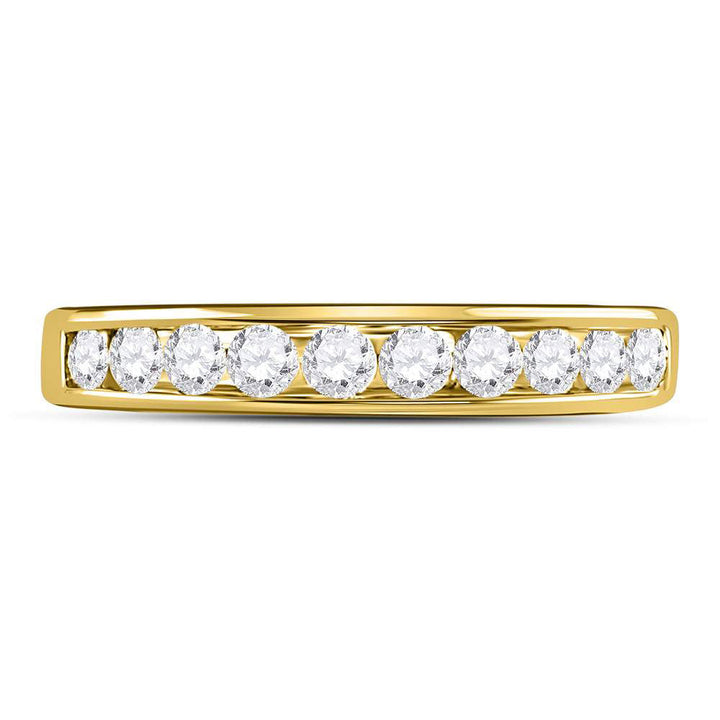 14kt Yellow Gold Womens Round Diamond Wedding Channel Set Band 1/2 Cttw 7 Daisy Joyeria