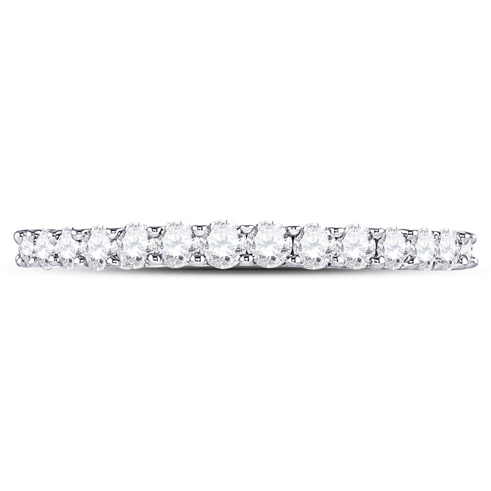 14kt White Gold Womens Round Diamond Wedding Anniversary Band 1/2 Cttw 7 Daisy Joyeria