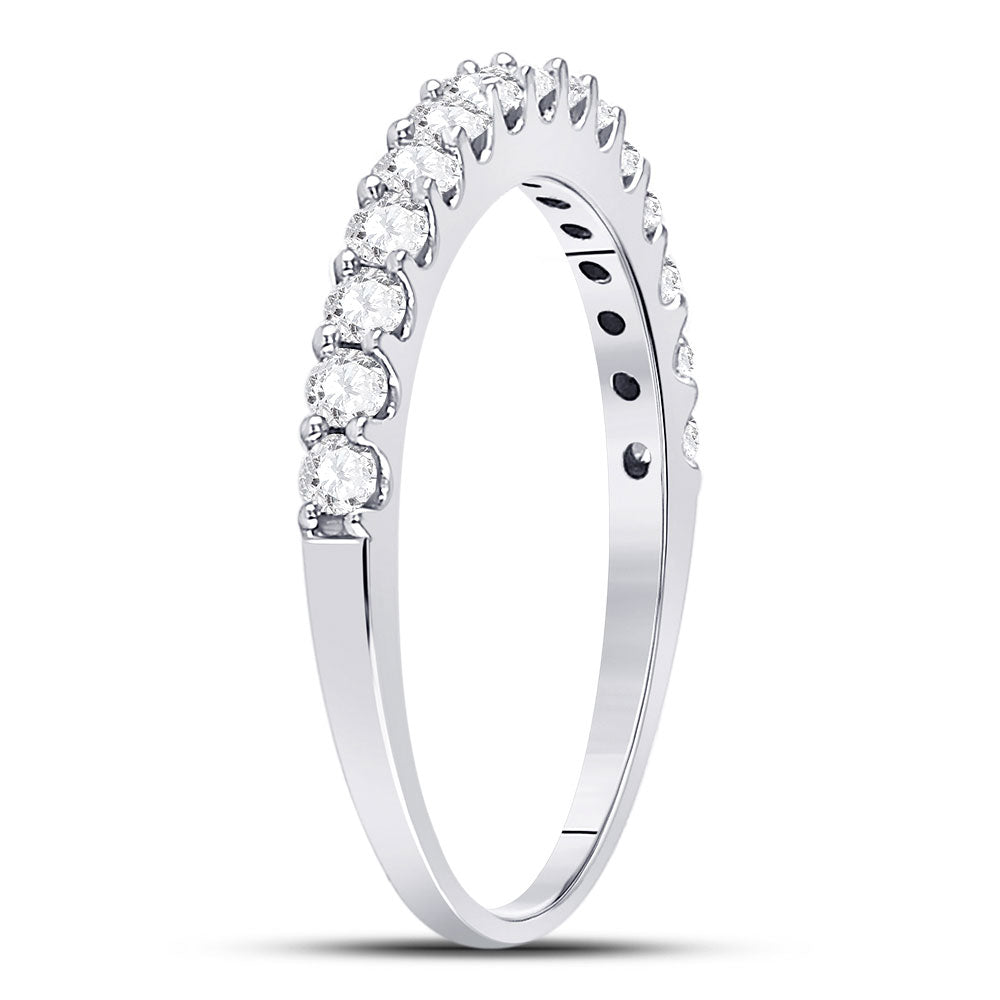 14kt White Gold Womens Round Diamond Wedding Anniversary Band 1/2 Cttw 7 Daisy Joyeria