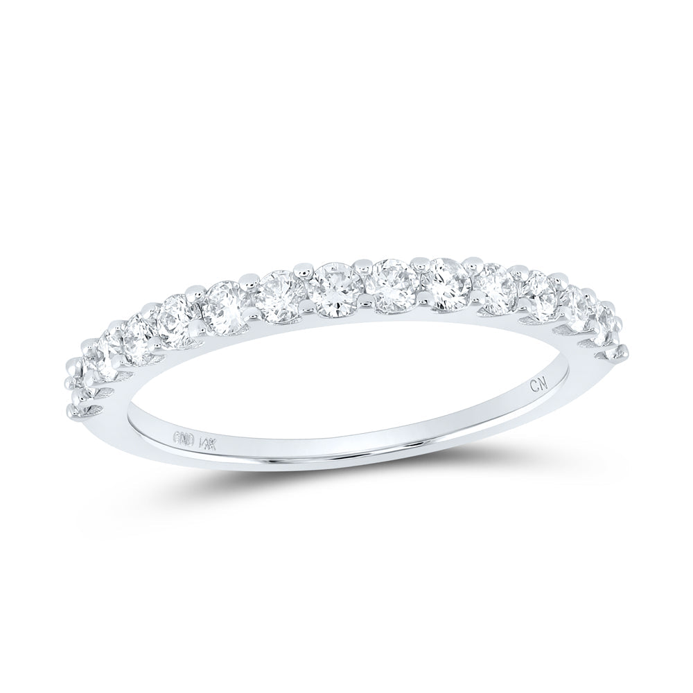 14kt White Gold Womens Round Diamond Wedding Anniversary Band 1/2 Cttw 7 Daisy Joyeria