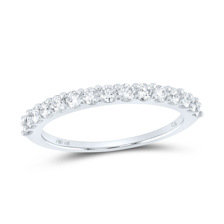 14kt White Gold Womens Round Diamond Wedding Anniversary Band 1/2 Cttw 7 Daisy Joyeria