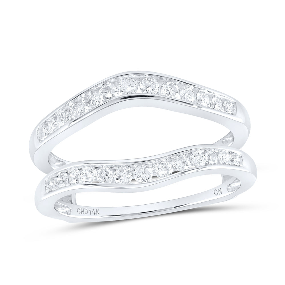 14k White Gold Womens Round Diamond Bridal Wedding Enhancer Band Wrap Ring 1/2 Cttw 7 Daisy Joyeria