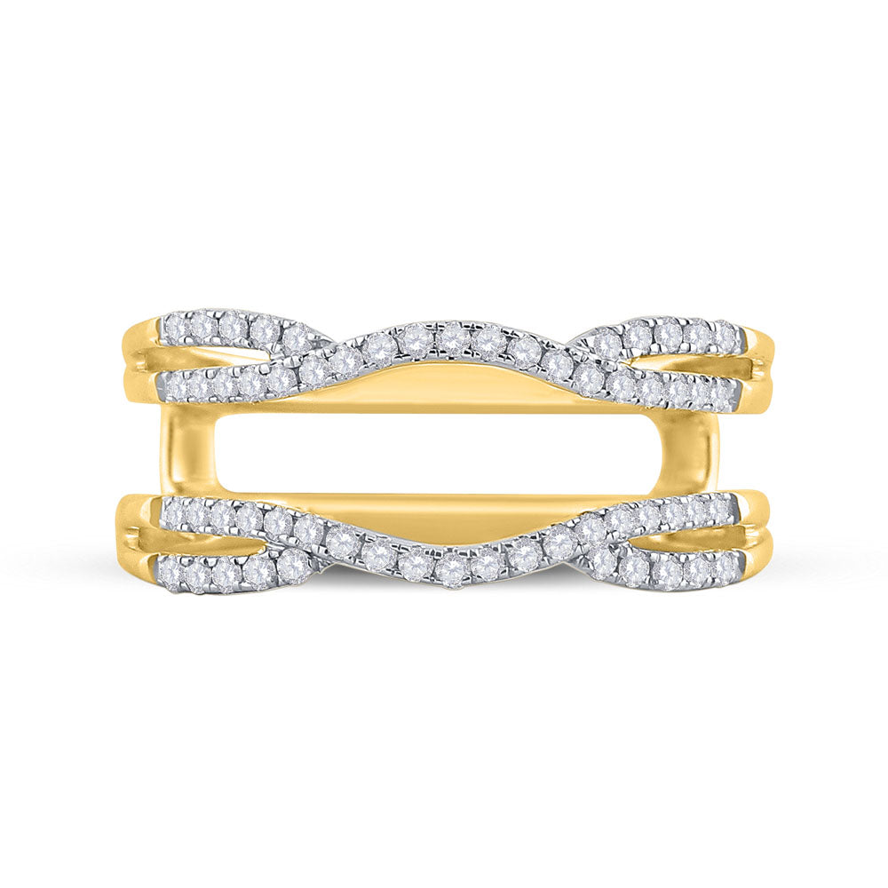 14kt Yellow Gold Womens Round Diamond Curved Wrap Ring Guard Enhancer 1/3 Cttw 7 Daisy Joyeria
