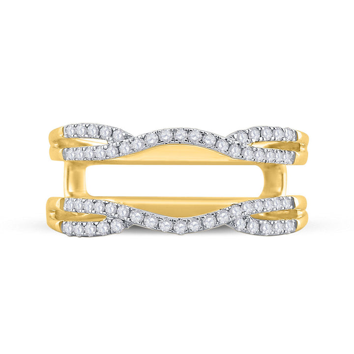 14kt Yellow Gold Womens Round Diamond Curved Wrap Ring Guard Enhancer 1/3 Cttw 7 Daisy Joyeria
