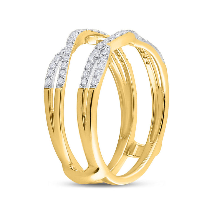 14kt Yellow Gold Womens Round Diamond Curved Wrap Ring Guard Enhancer 1/3 Cttw 7 Daisy Joyeria