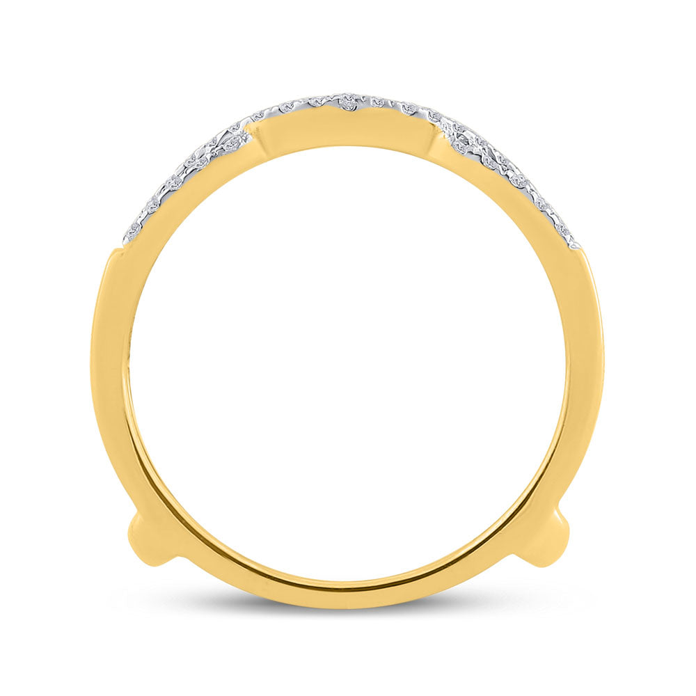14kt Yellow Gold Womens Round Diamond Curved Wrap Ring Guard Enhancer 1/3 Cttw 7 Daisy Joyeria