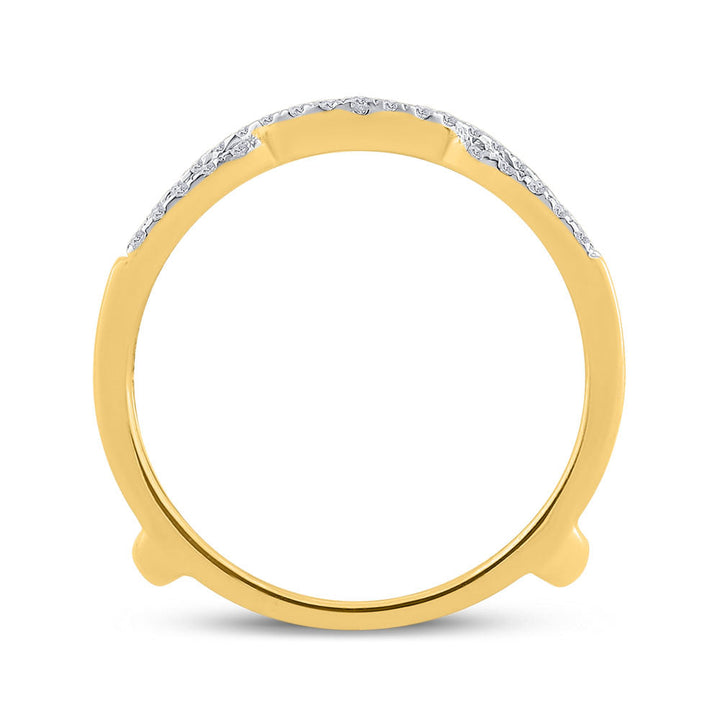 14kt Yellow Gold Womens Round Diamond Curved Wrap Ring Guard Enhancer 1/3 Cttw 7 Daisy Joyeria