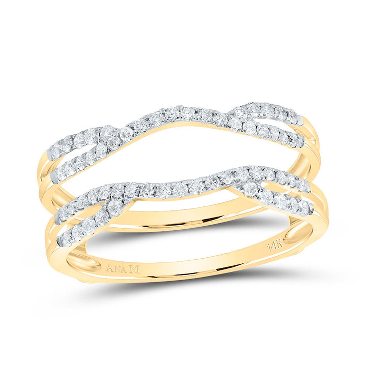 14kt Yellow Gold Womens Round Diamond Curved Wrap Ring Guard Enhancer 1/3 Cttw 7 Daisy Joyeria