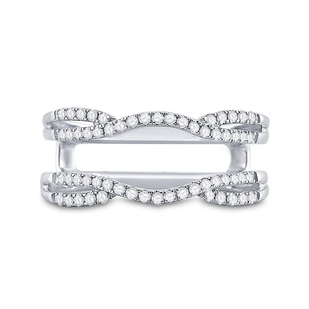 14kt White Gold Womens Round Diamond Wrap Ring Guard Enhancer Wedding Band 1/3 Cttw 7 Daisy Joyeria
