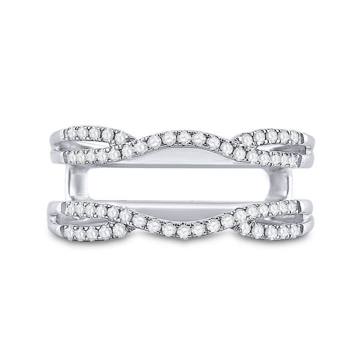 14kt White Gold Womens Round Diamond Wrap Ring Guard Enhancer Wedding Band 1/3 Cttw 7 Daisy Joyeria