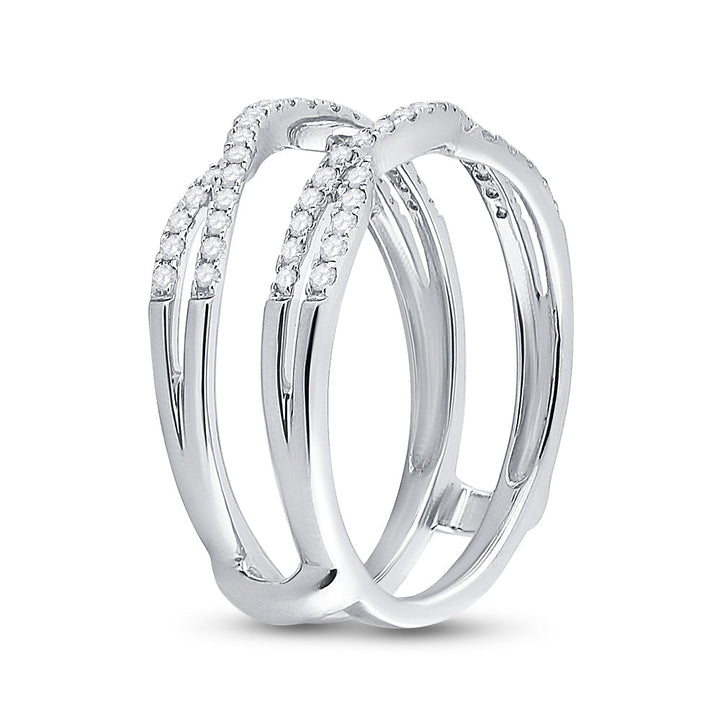 14kt White Gold Womens Round Diamond Wrap Ring Guard Enhancer Wedding Band 1/3 Cttw 7 Daisy Joyeria