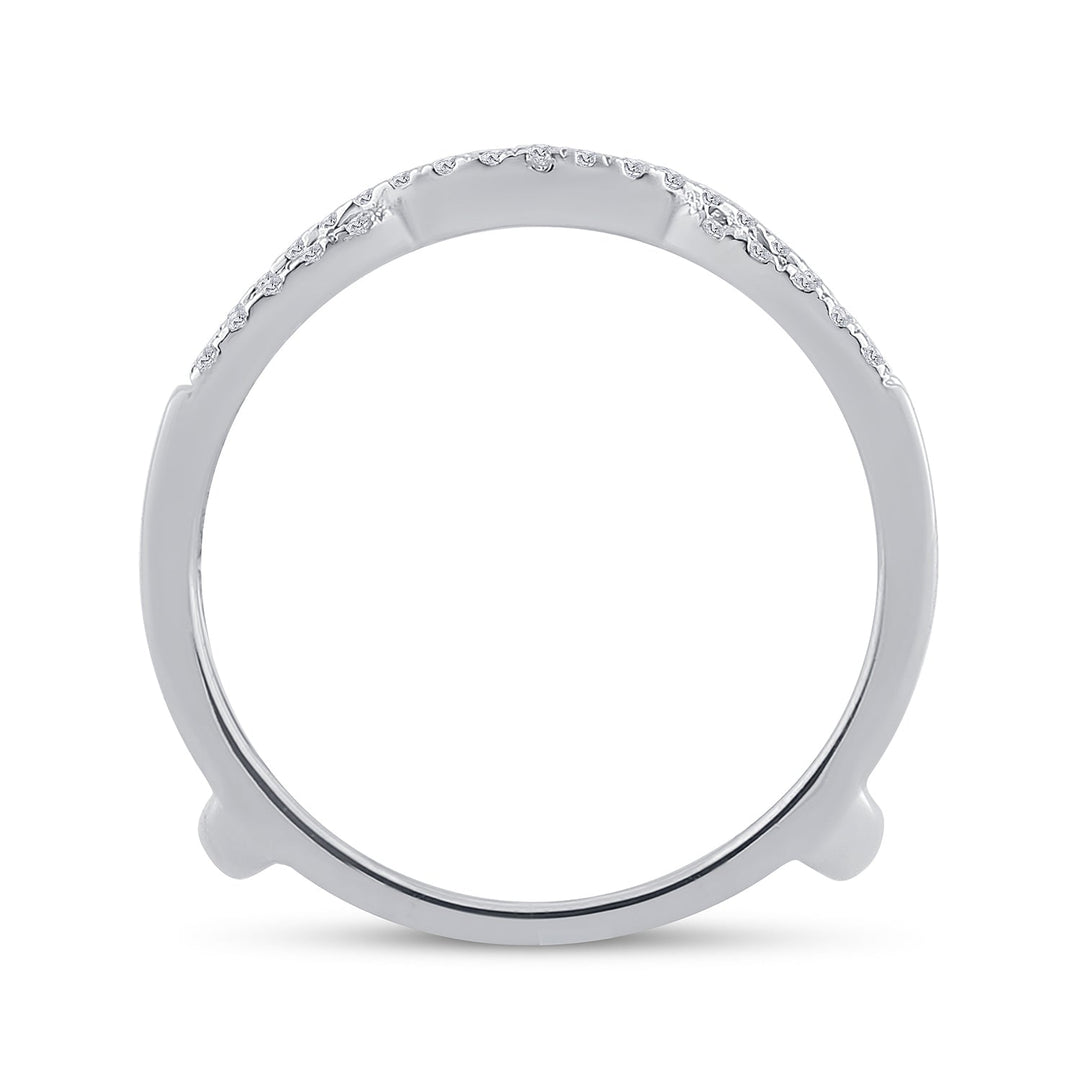 14kt White Gold Womens Round Diamond Wrap Ring Guard Enhancer Wedding Band 1/3 Cttw 7 Daisy Joyeria