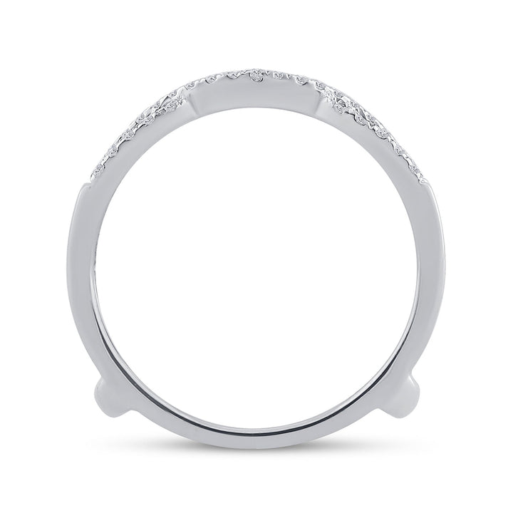 14kt White Gold Womens Round Diamond Wrap Ring Guard Enhancer Wedding Band 1/3 Cttw 7 Daisy Joyeria