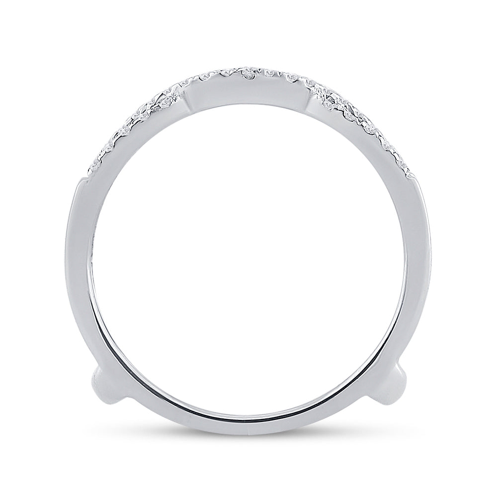 14kt White Gold Womens Round Diamond Wrap Ring Guard Enhancer Wedding Band 1/3 Cttw 7 Daisy Joyeria