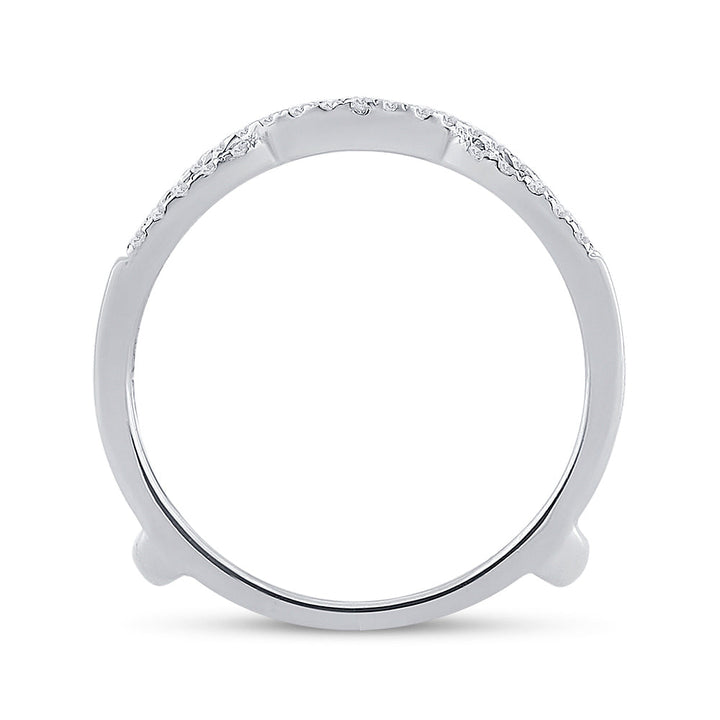 14kt White Gold Womens Round Diamond Wrap Ring Guard Enhancer Wedding Band 1/3 Cttw 7 Daisy Joyeria