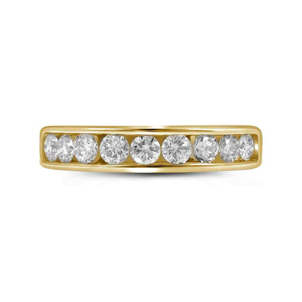 14kt Yellow Gold Womens Round Diamond Wedding Channel Set Band 1.00 Cttw 7 Daisy Joyeria