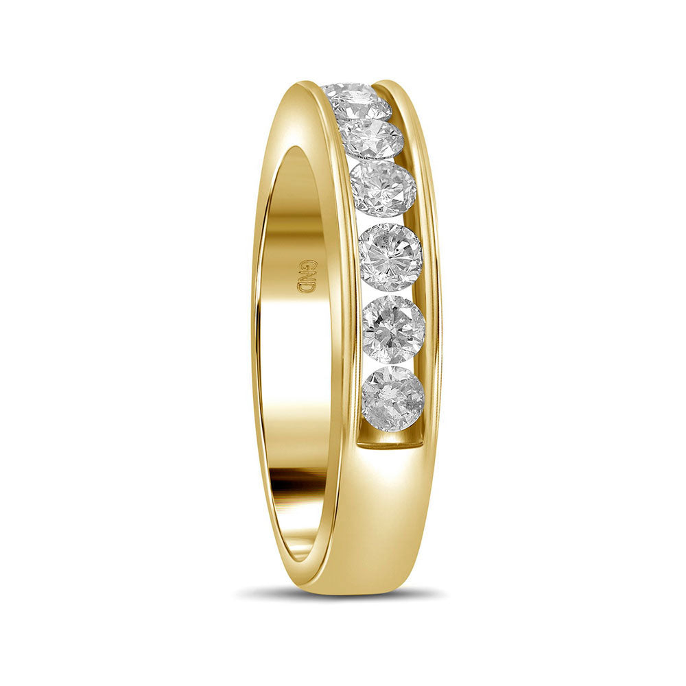 14kt Yellow Gold Womens Round Diamond Wedding Channel Set Band 1.00 Cttw 7 Daisy Joyeria