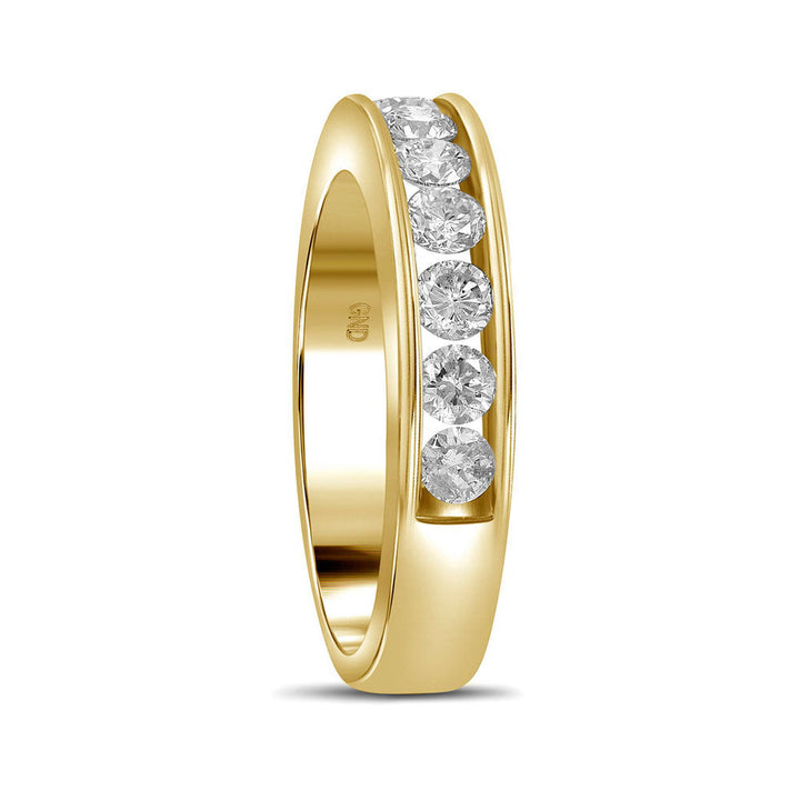14kt Yellow Gold Womens Round Diamond Wedding Channel Set Band 1.00 Cttw 7 Daisy Joyeria