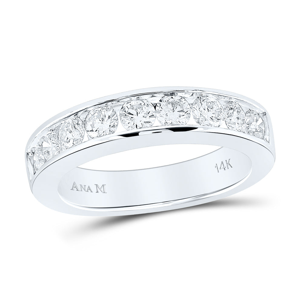 14kt White Gold Womens Round Channel-set Diamond Single Row Wedding Band 1.00 Cttw - Size 6 6 Daisy Joyeria