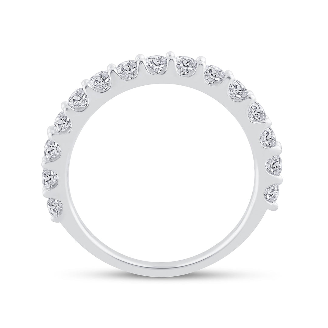 14kt White Gold Womens Round Pave-set Diamond Single Row Wedding Band 1.00 Cttw 7 Daisy Joyeria
