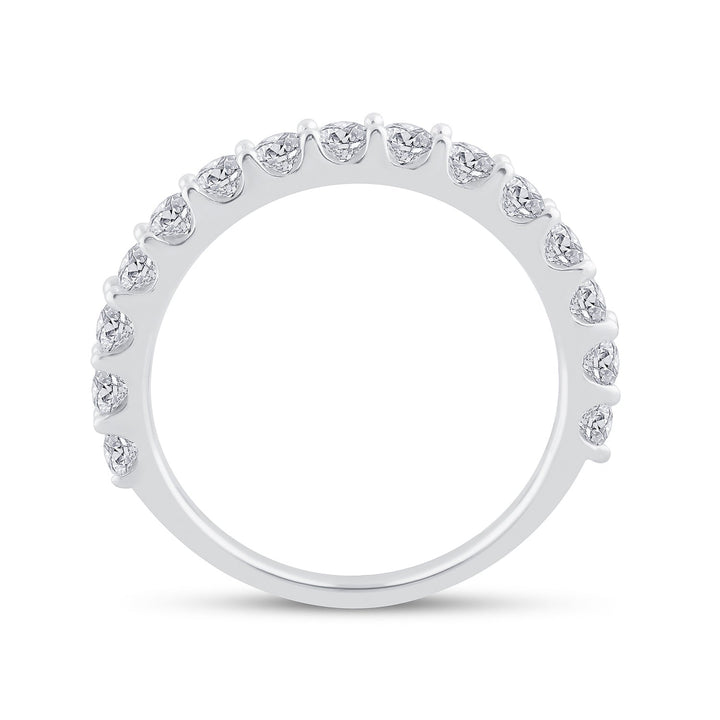 14kt White Gold Womens Round Pave-set Diamond Single Row Wedding Band 1.00 Cttw 7 Daisy Joyeria