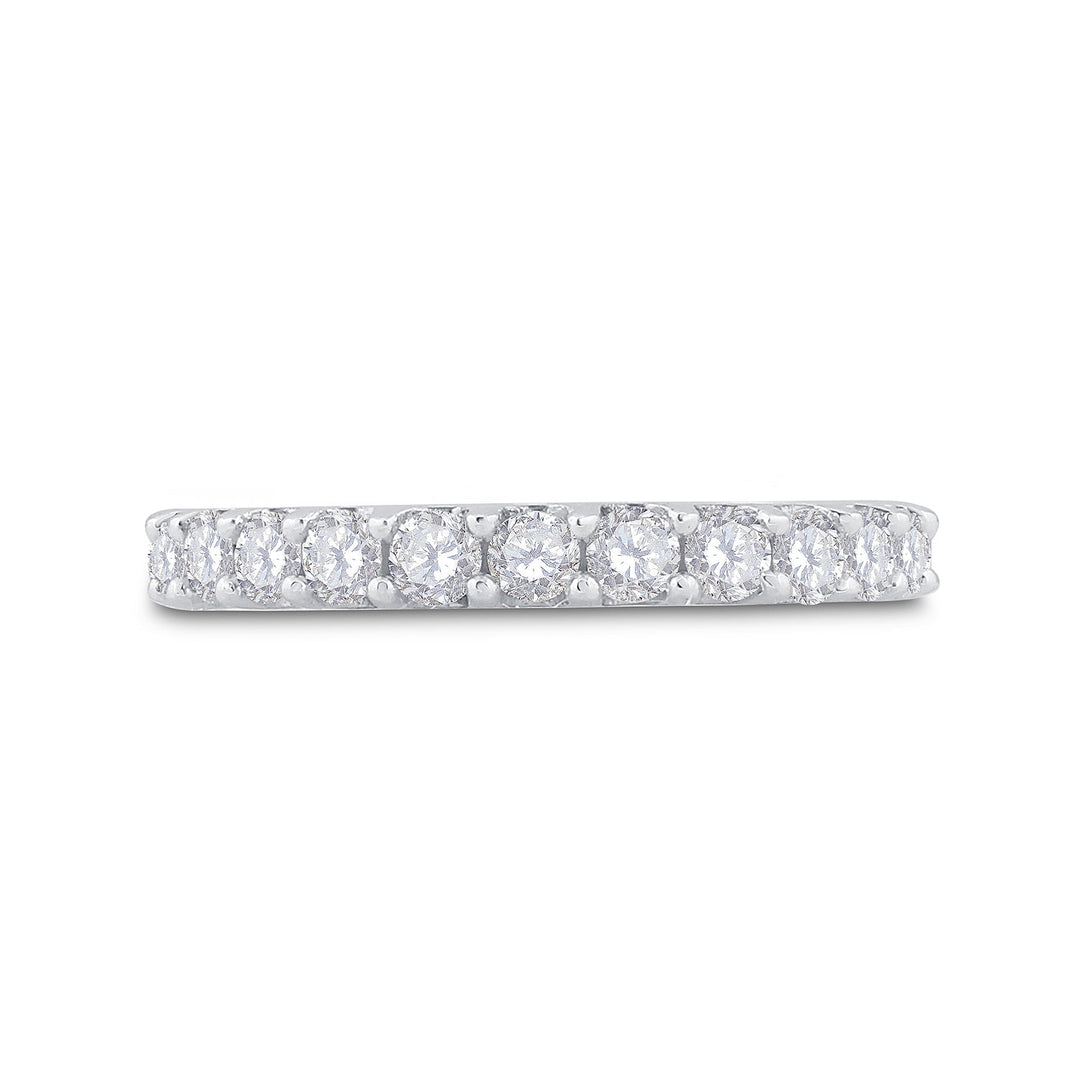 14kt White Gold Womens Round Pave-set Diamond Single Row Wedding Band 1.00 Cttw 7 Daisy Joyeria