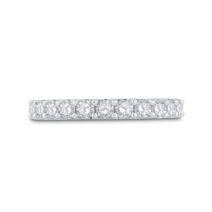 14kt White Gold Womens Round Pave-set Diamond Single Row Wedding Band 1.00 Cttw 7 Daisy Joyeria