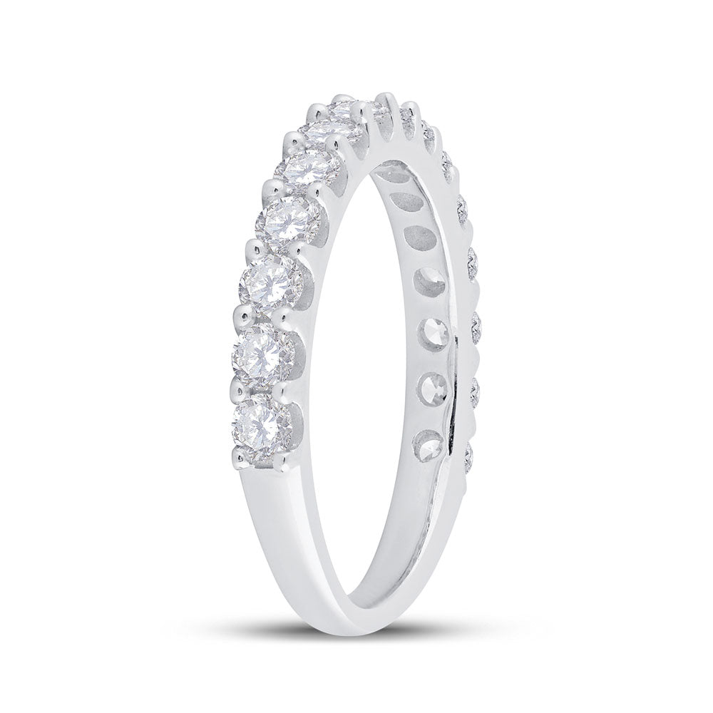 14kt White Gold Womens Round Pave-set Diamond Single Row Wedding Band 1.00 Cttw 7 Daisy Joyeria