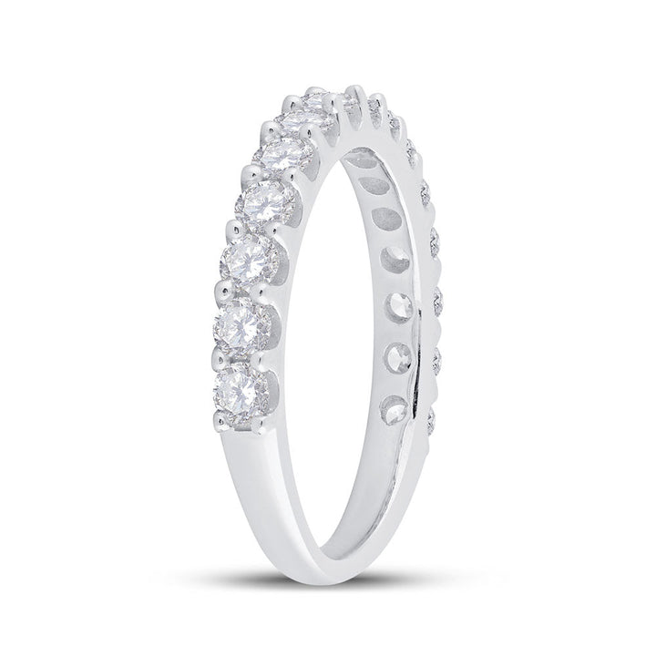14kt White Gold Womens Round Pave-set Diamond Single Row Wedding Band 1.00 Cttw 7 Daisy Joyeria
