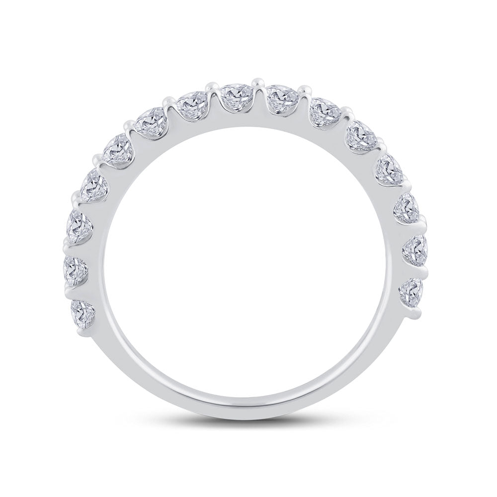 14kt White Gold Womens Round Pave-set Diamond Single Row Wedding Band 1.00 Cttw 7 Daisy Joyeria