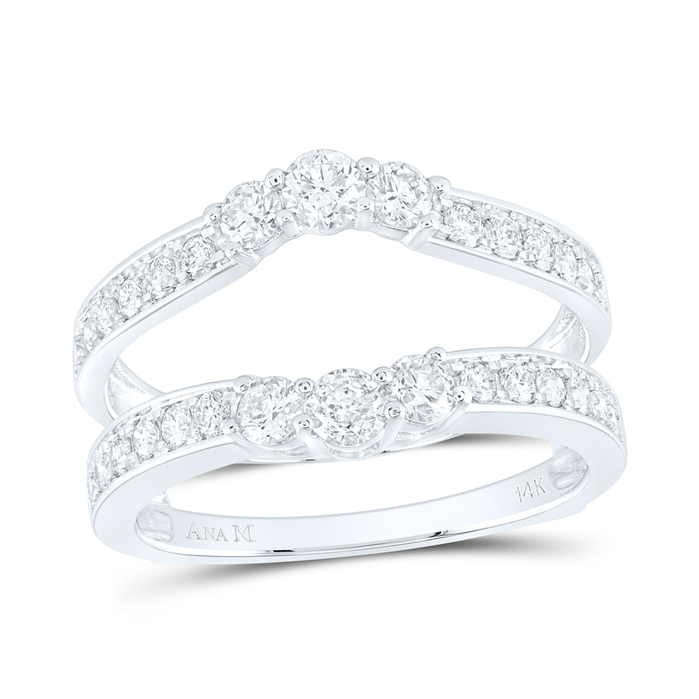 14kt White Gold Womens Round Diamond Wrap Ring Guard Enhancer 1.00 Cttw 7 Daisy Joyeria