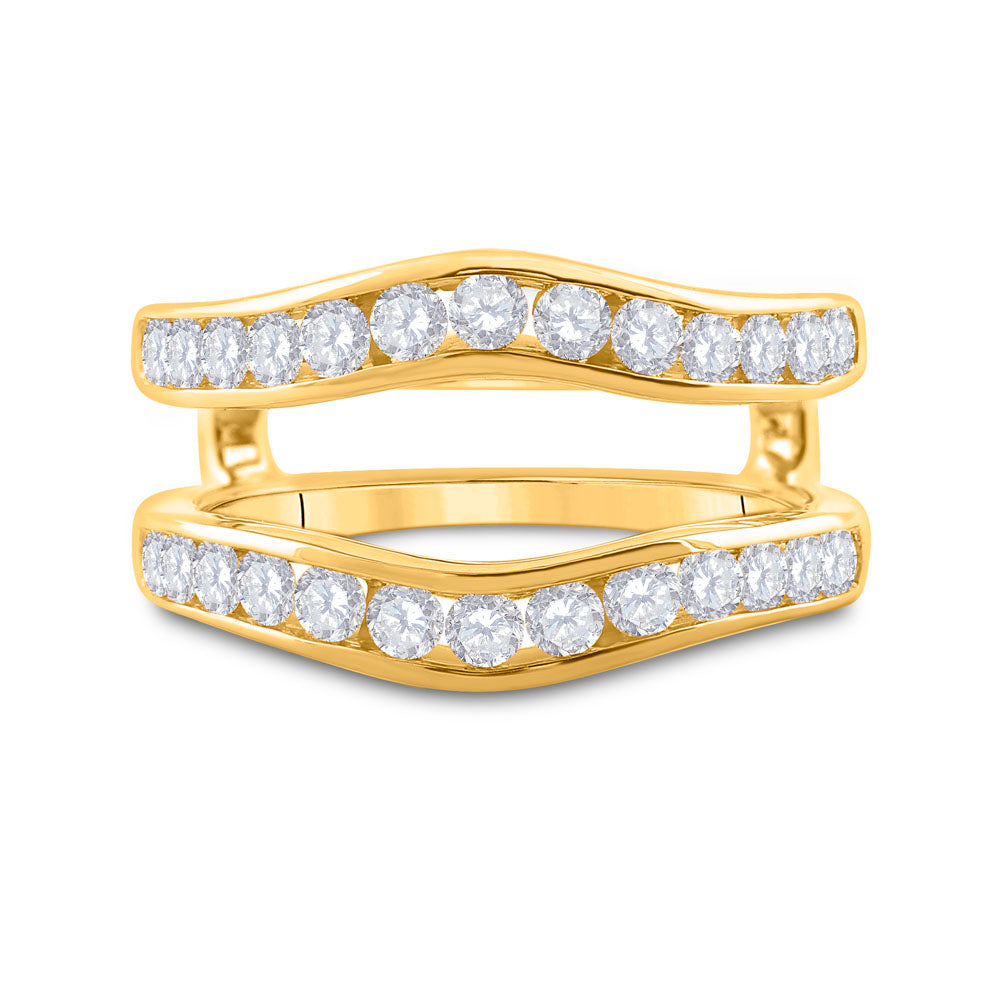 14kt Two-Tone Yellow Gold Womens Round Diamond Wrap Ring Guard Enhancer 1.00 Cttw 7 Daisy Joyeria