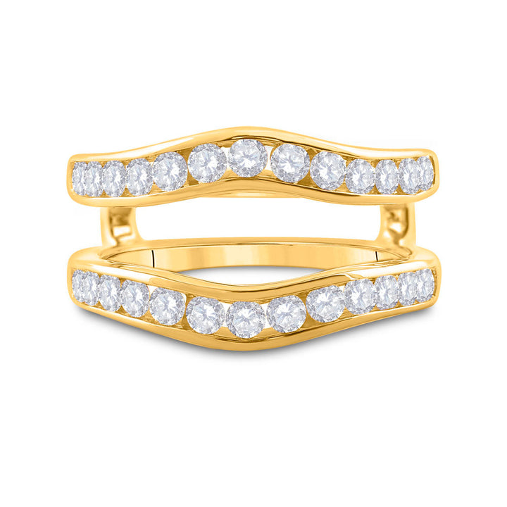 14kt Two-Tone Yellow Gold Womens Round Diamond Wrap Ring Guard Enhancer 1.00 Cttw 7 Daisy Joyeria