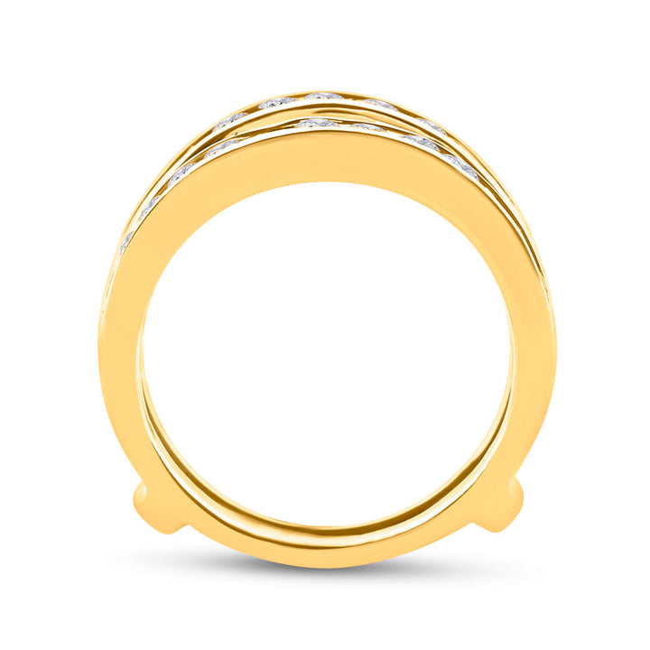 14kt Two-Tone Yellow Gold Womens Round Diamond Wrap Ring Guard Enhancer 1.00 Cttw 7 Daisy Joyeria