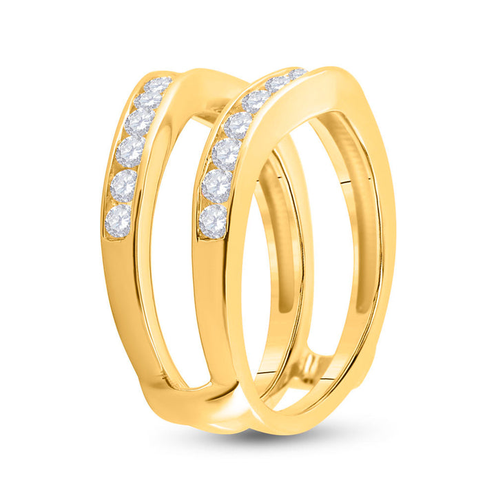 14kt Two-Tone Yellow Gold Womens Round Diamond Wrap Ring Guard Enhancer 1.00 Cttw 7 Daisy Joyeria