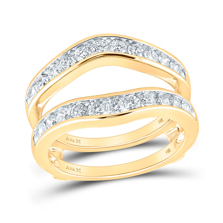 14kt Two-Tone Yellow Gold Womens Round Diamond Wrap Ring Guard Enhancer 1.00 Cttw 7 Daisy Joyeria