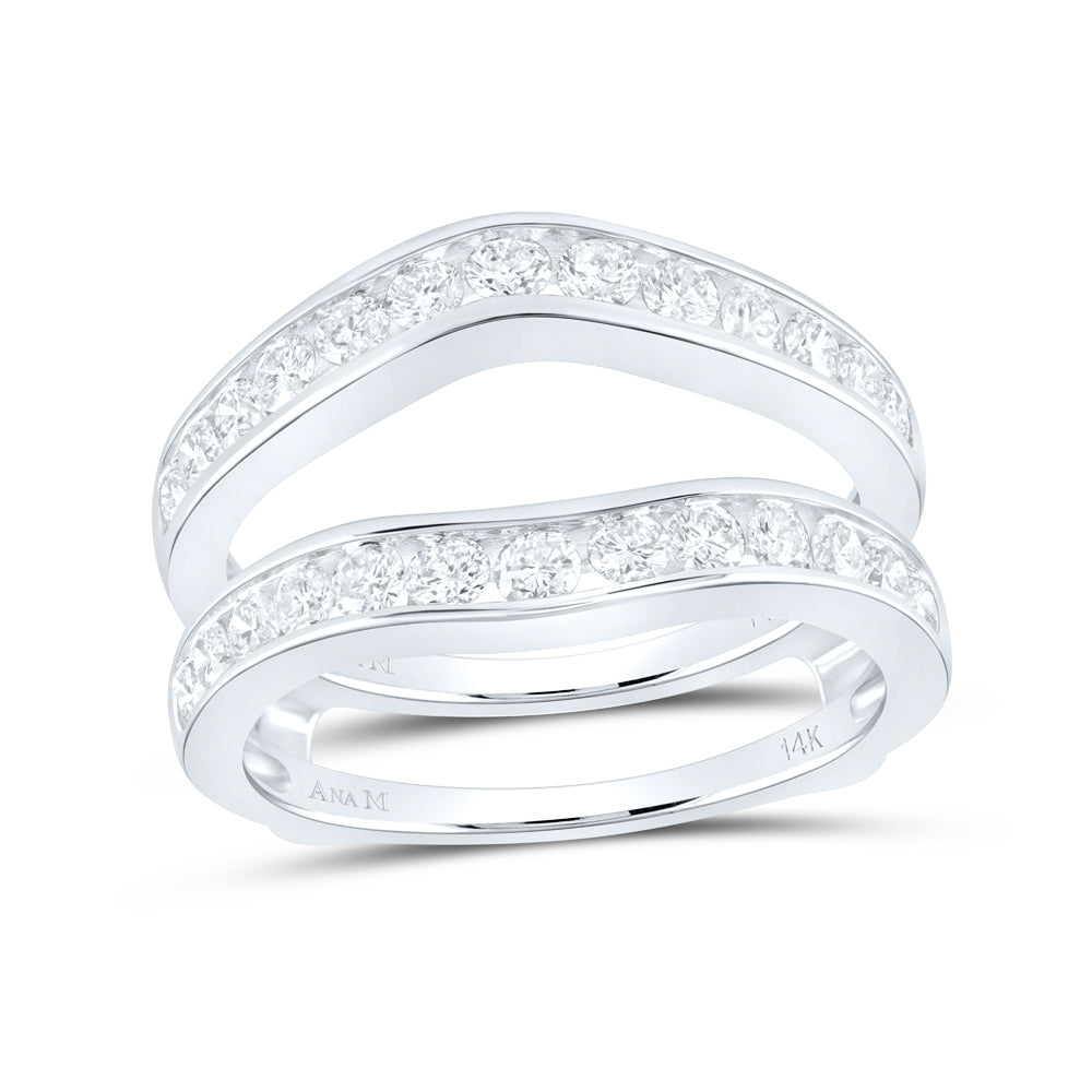 14k White Gold Womens Round Diamond Wedding Bridal Enhancer Band Wrap 1.00 Cttw 7 Daisy Joyeria
