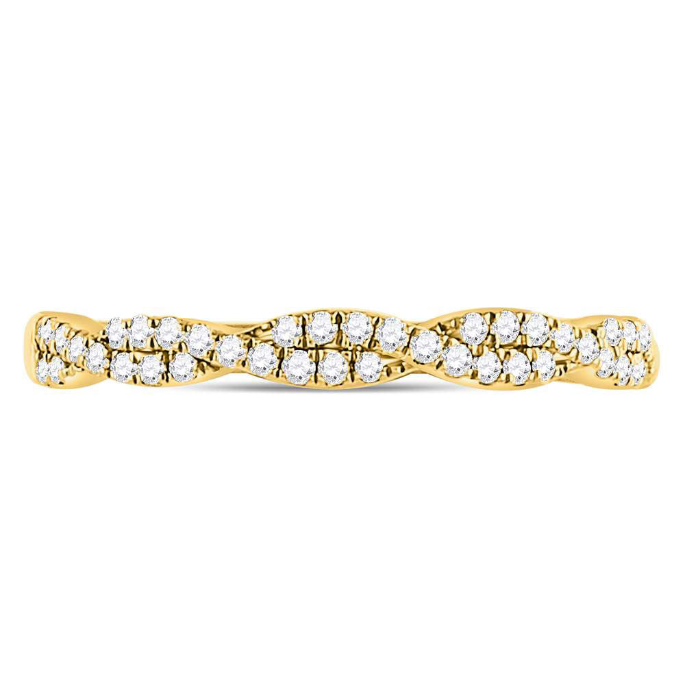 10kt Yellow Gold Womens Round Diamond Twist Stackable Band Ring 1/4 Cttw 7 Daisy Joyeria