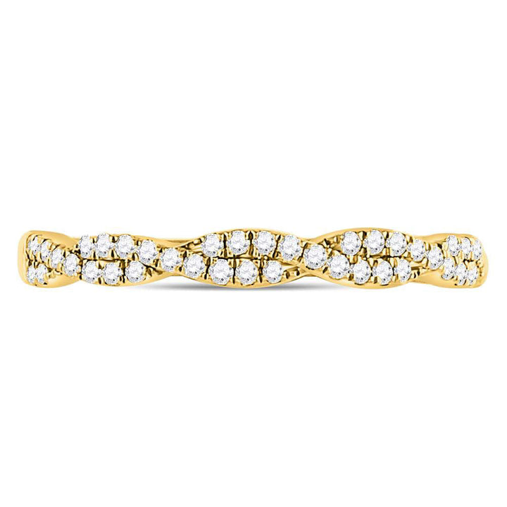 10kt Yellow Gold Womens Round Diamond Twist Stackable Band Ring 1/4 Cttw 7 Daisy Joyeria