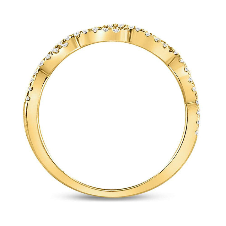 10kt Yellow Gold Womens Round Diamond Twist Stackable Band Ring 1/4 Cttw 7 Daisy Joyeria