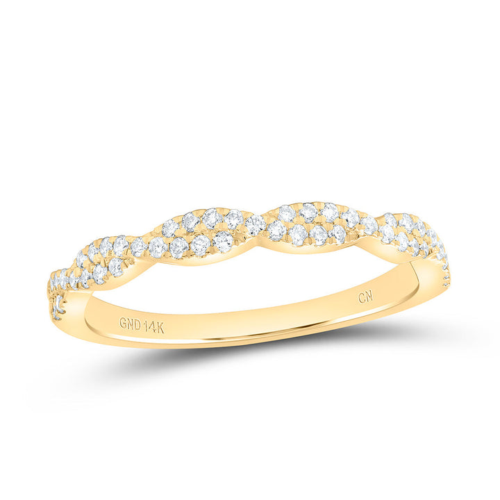 14kt Yellow Gold Womens Round Diamond Twist Stackable Band Ring 1/4 Cttw 7 Daisy Joyeria